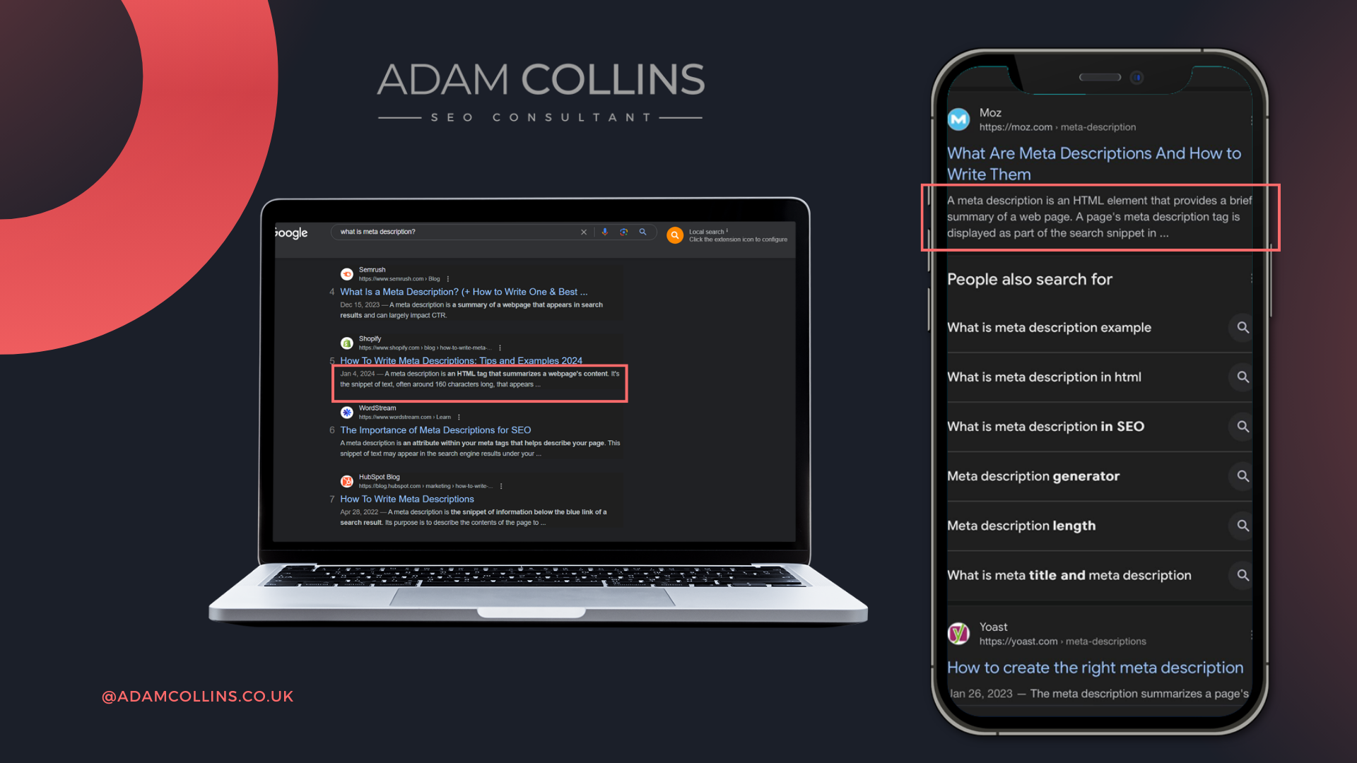 Comparison of meta-descriptions on a phone and on a desktop